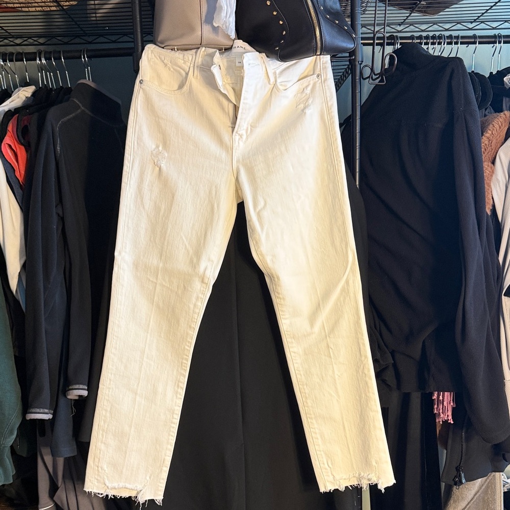 Frame Denim Women's Off-White Straight Leg Jeans